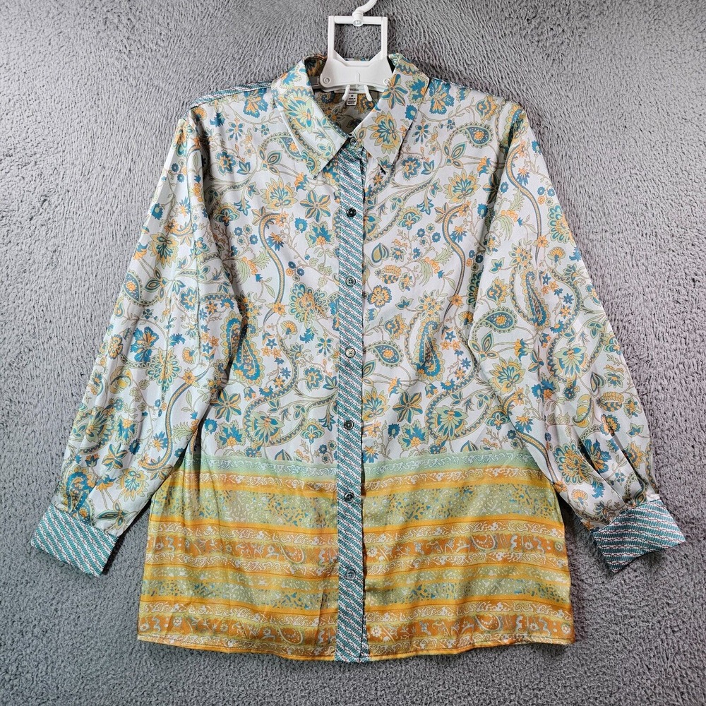 Current Air Los Angeles Anthropologie Tunic Shirt Women Medium‎ Button Paisley